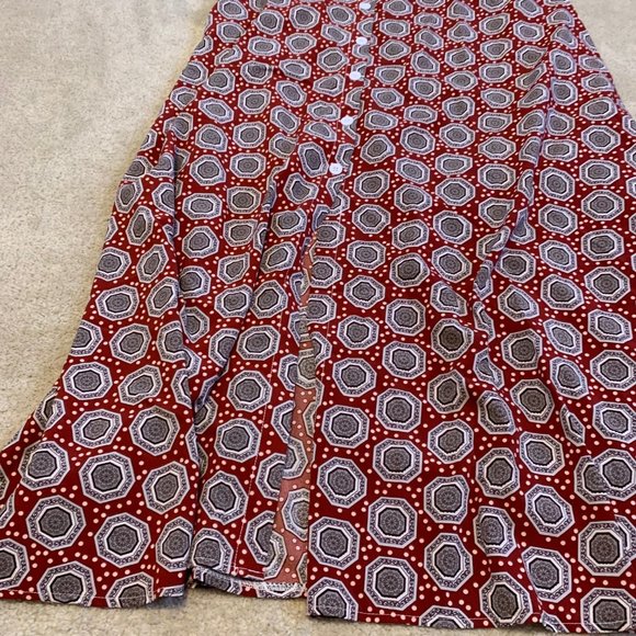 ShiLong Fashion Red Medallion Sleeveless Maxi Shirt Dress Size XXL** - Picture 6 of 10